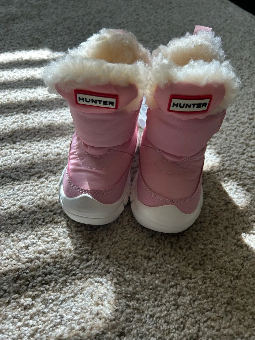 Hunter Kids Pink Faux-Fur Lined Snow Boots